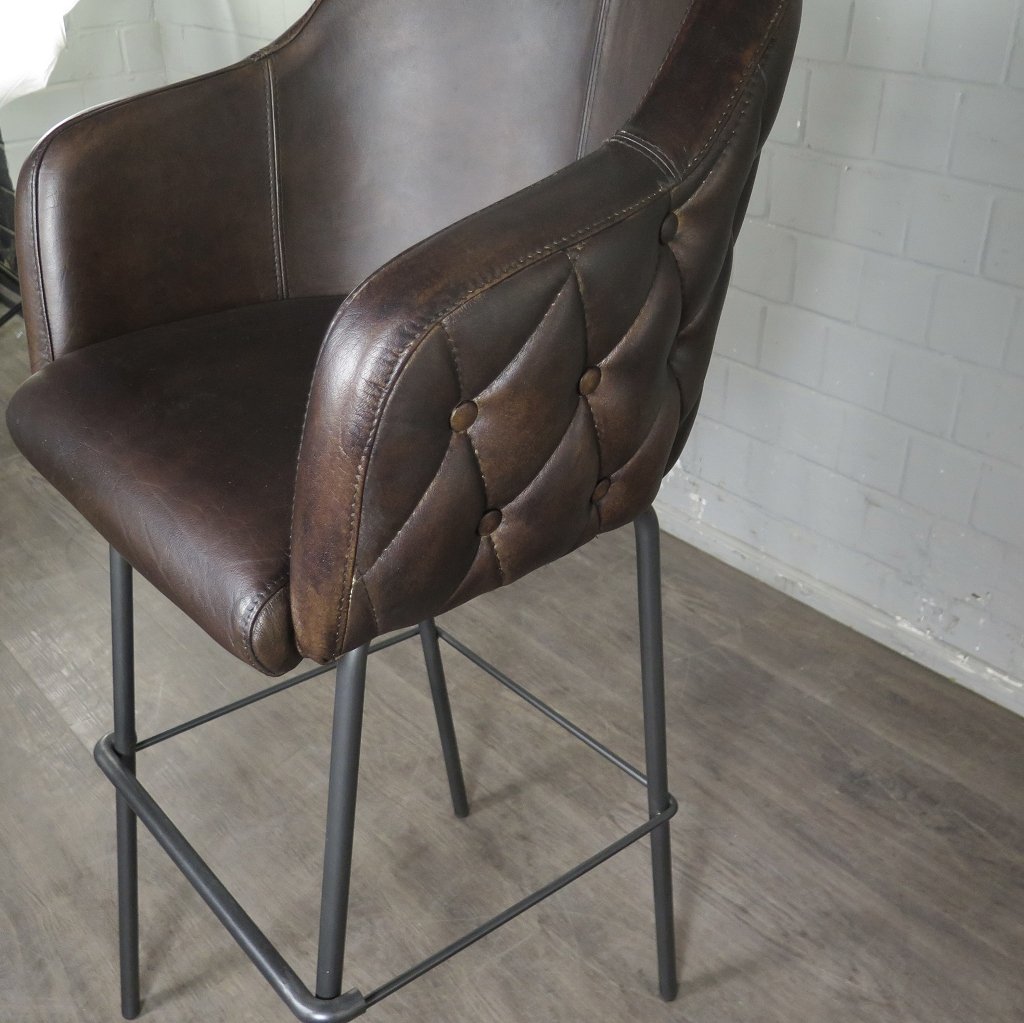 Barhocker Barstuhl Braun Leder