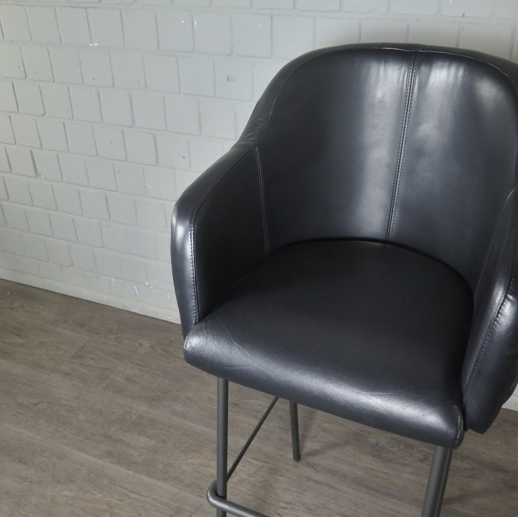 Barhocker Barstuhl Anthrazit Leder
