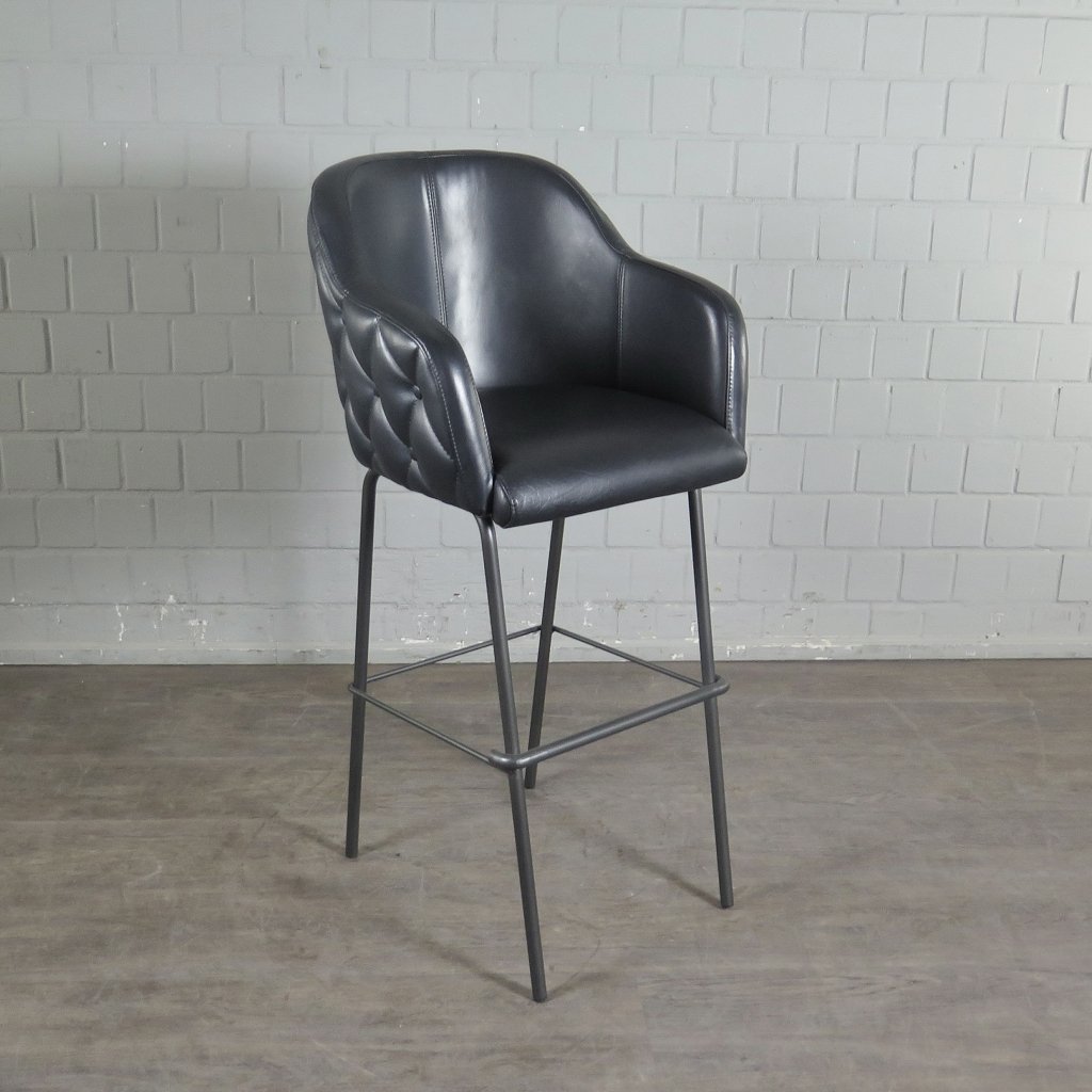 Barhocker Barstuhl Anthrazit Leder