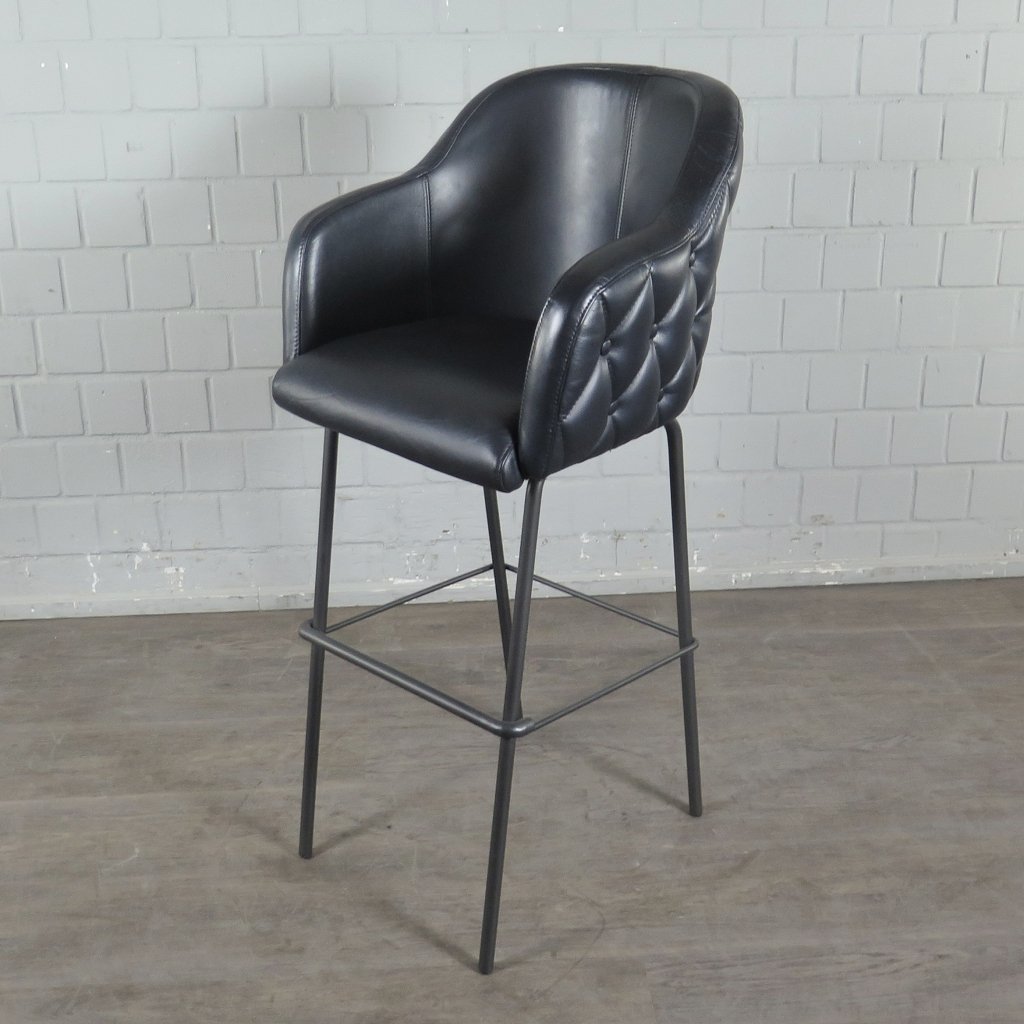 Barhocker Barstuhl Anthrazit Leder