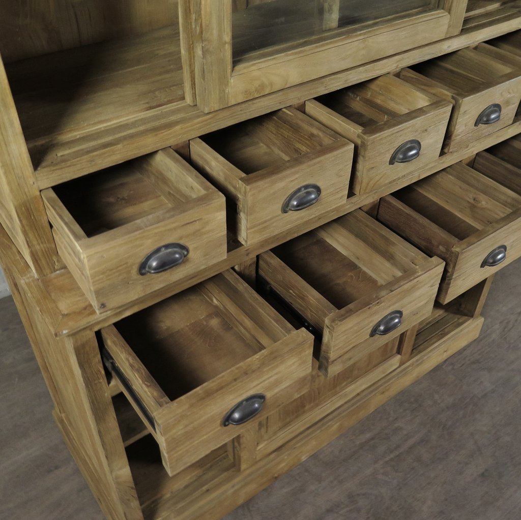 Vitrine Bücherschrank Teakholz 1,44 m