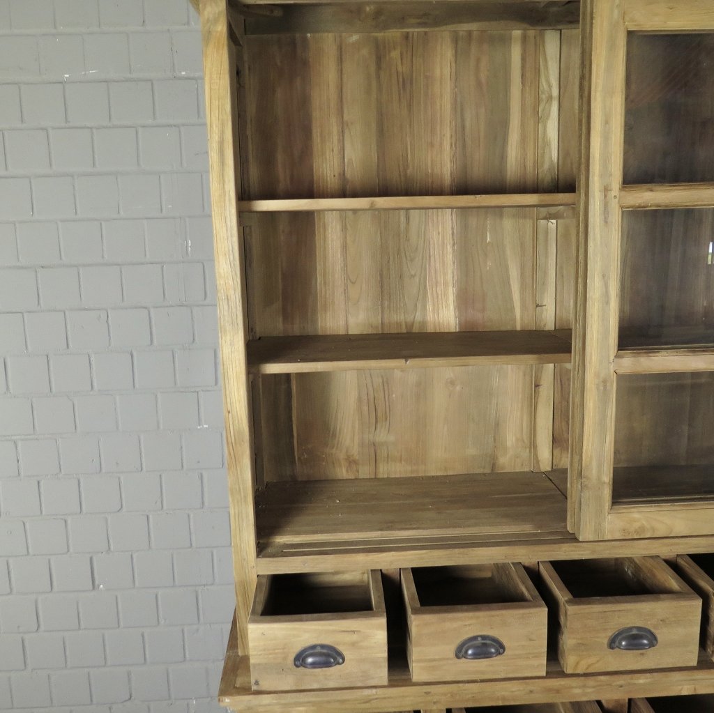 Vitrine Bücherschrank Teakholz 1,44 m