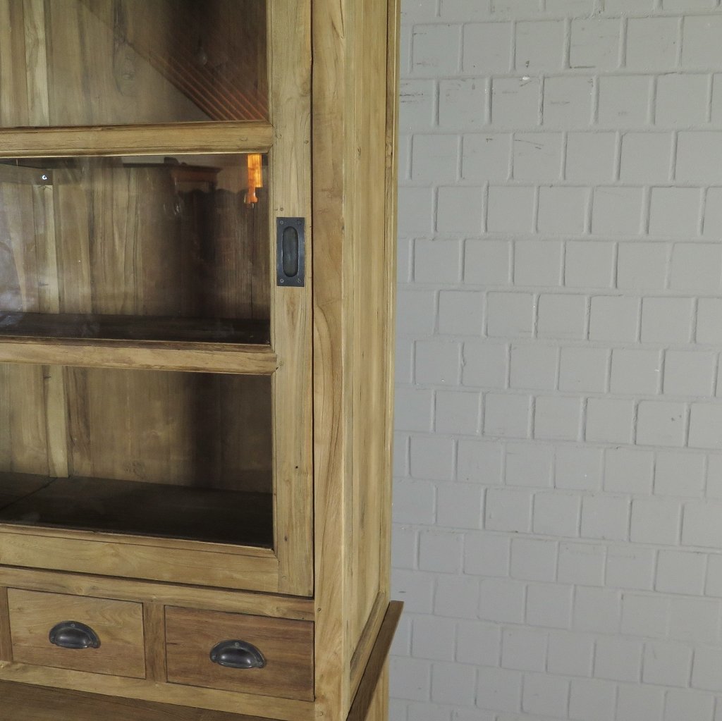 Vitrine Bücherschrank Teakholz 1,44 m