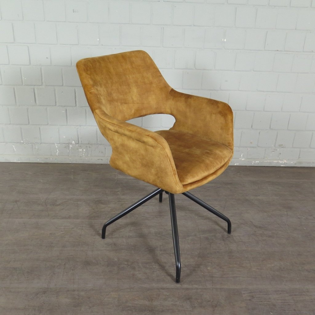 Retro Design Stuhl Esszimmerstuhl Senfgelb 