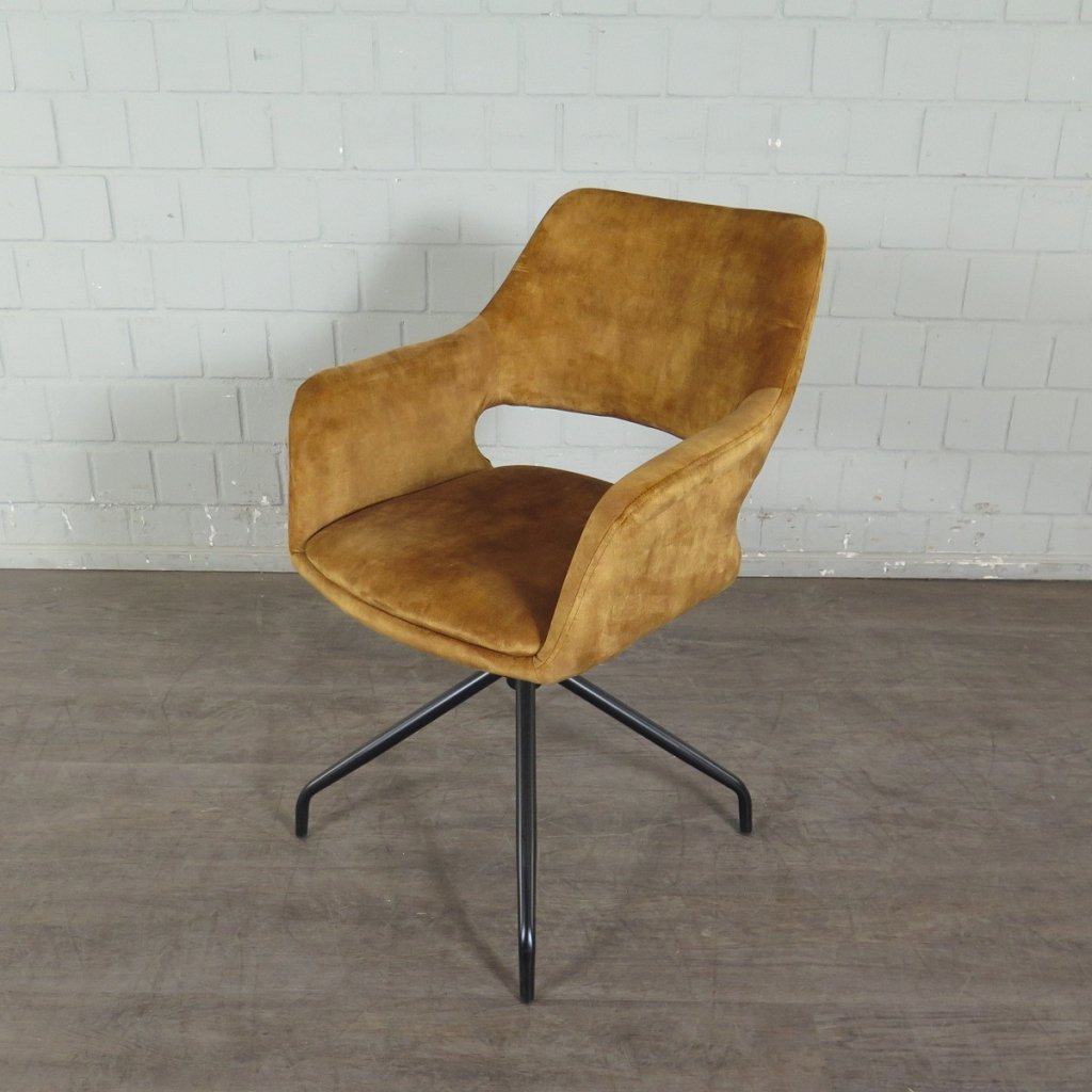 Retro Design Stuhl Esszimmerstuhl Senfgelb