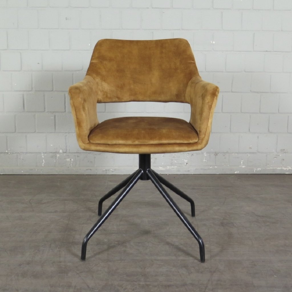 Retro Design Stuhl Esszimmerstuhl Senfgelb