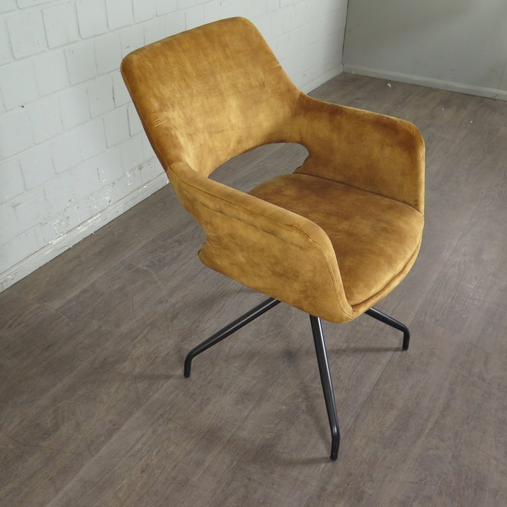 Retro Design Stuhl Esszimmerstuhl Senfgelb