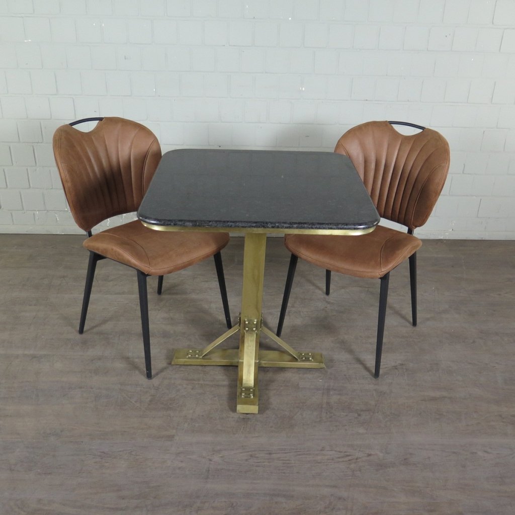 Retro Design Stuhl Esszimmerstuhl Braun Leder Setpreis