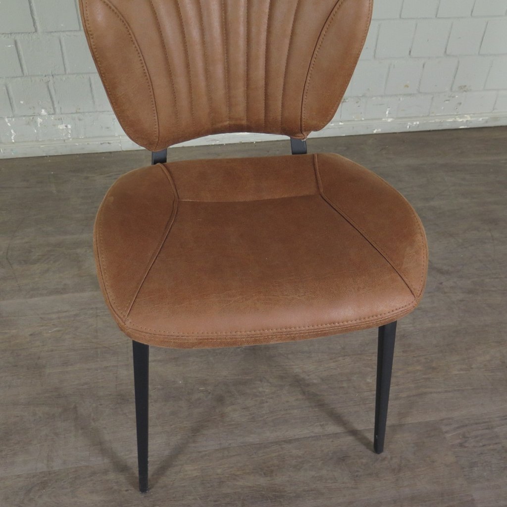 Retro Design Stuhl Esszimmerstuhl Braun Leder Setpreis