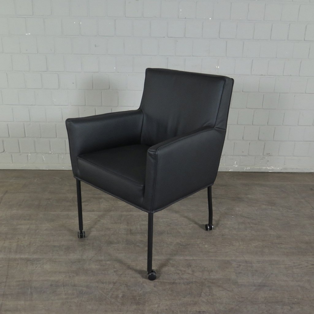 Retro Design Stuhl Esszimmerstuhl Schwarz Leder