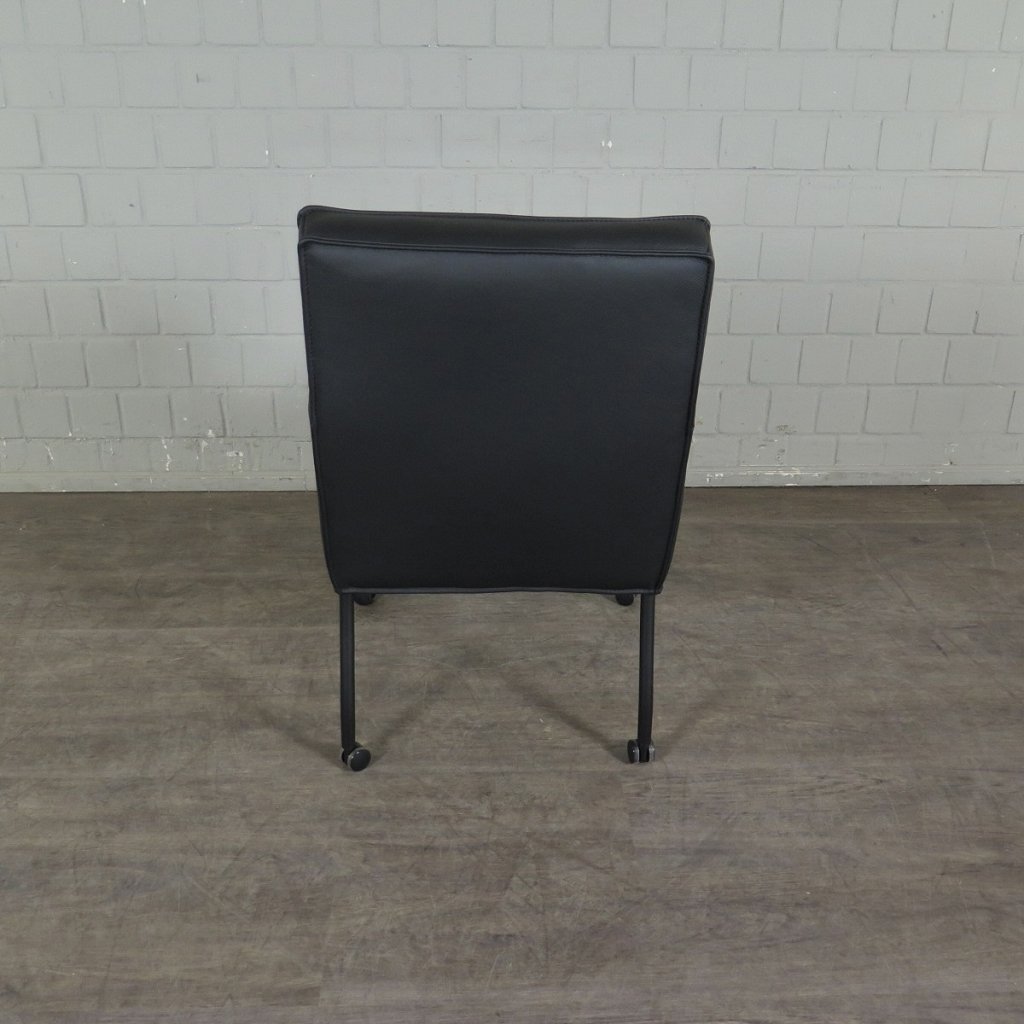 Retro Design Stuhl Esszimmerstuhl Schwarz Leder
