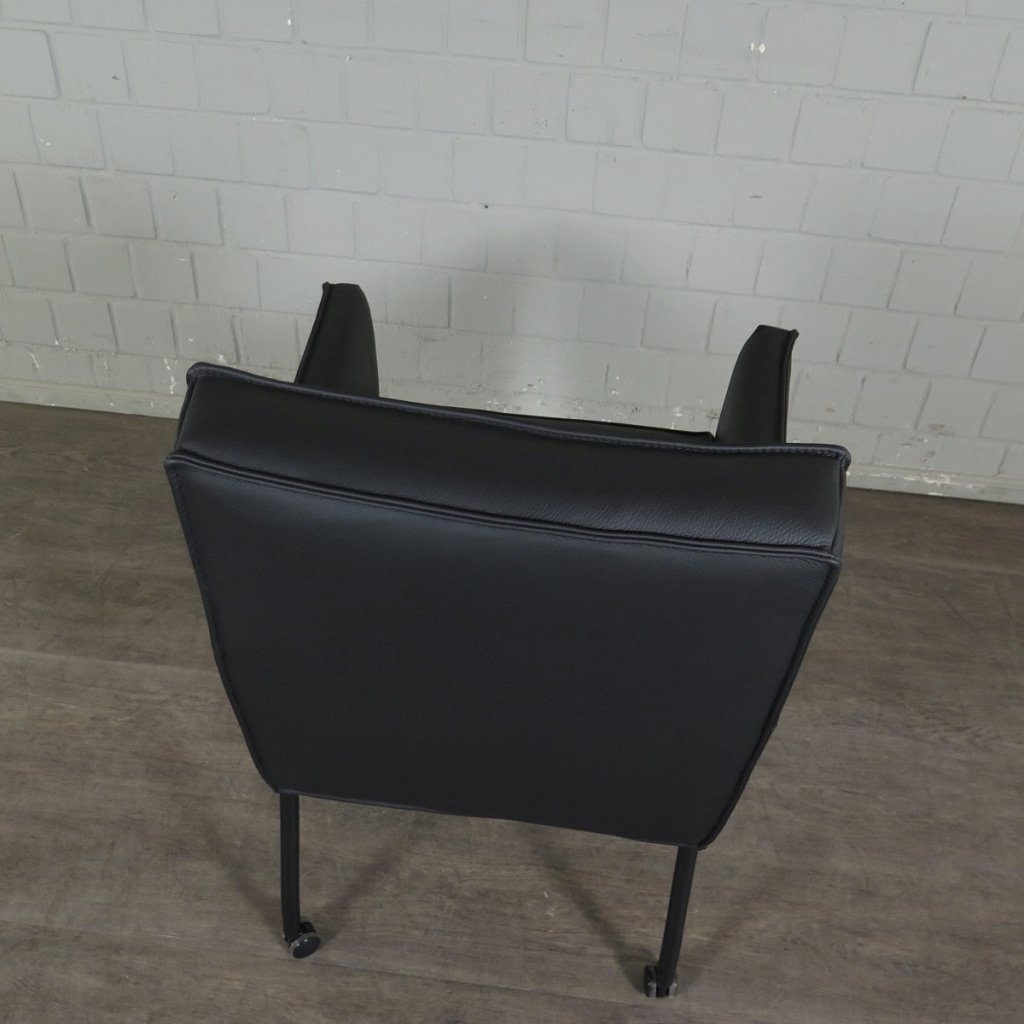 Retro Design Stuhl Esszimmerstuhl Schwarz Leder
