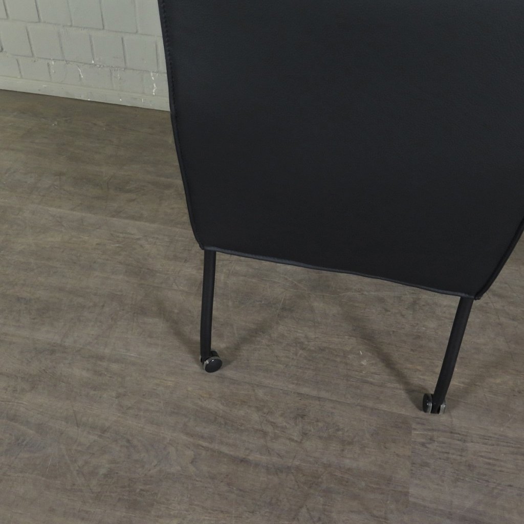 Retro Design Stuhl Esszimmerstuhl Schwarz Leder