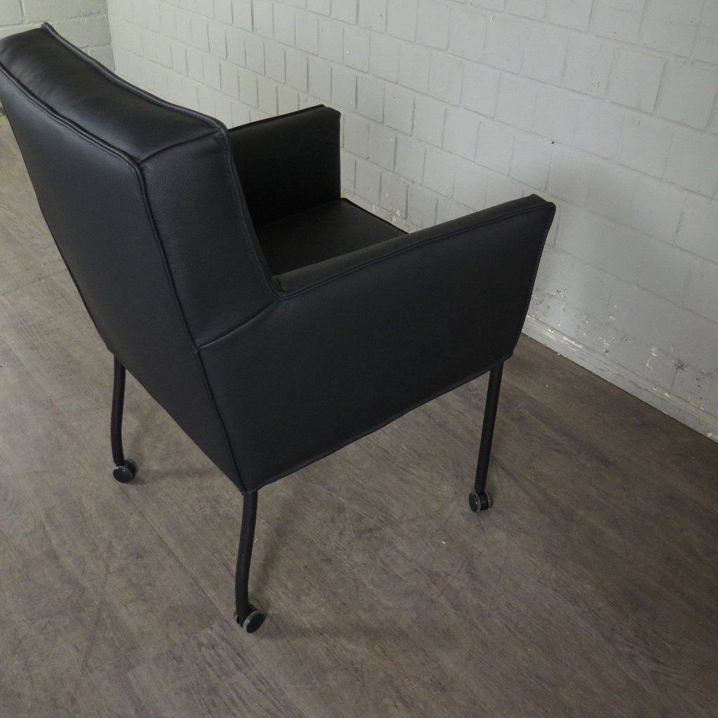 Retro Design Stuhl Esszimmerstuhl Schwarz Leder