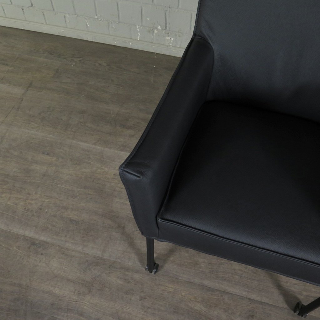 Retro Design Stuhl Esszimmerstuhl Schwarz Leder