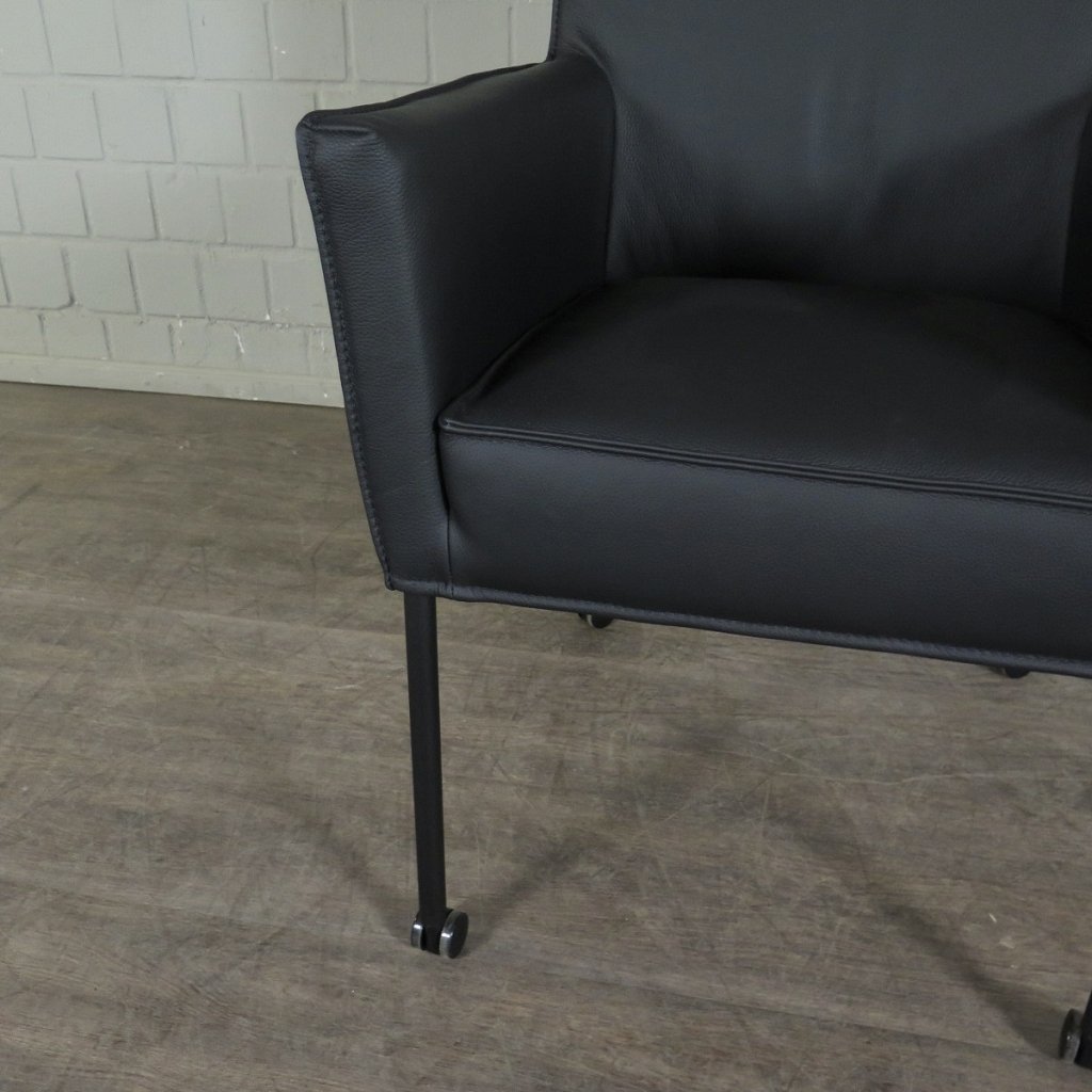 Retro Design Stuhl Esszimmerstuhl Schwarz Leder
