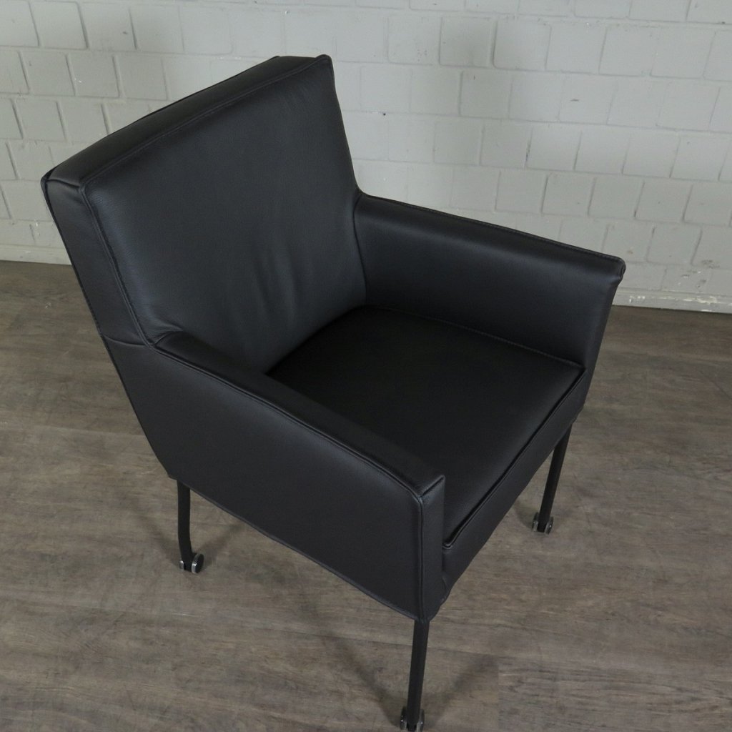 Retro Design Stuhl Esszimmerstuhl Schwarz Leder