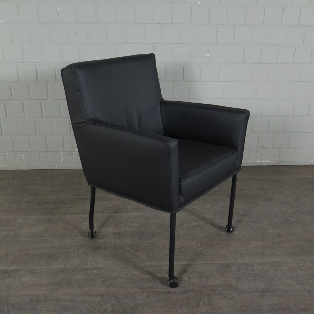 Retro Design Stuhl Esszimmerstuhl Schwarz Leder