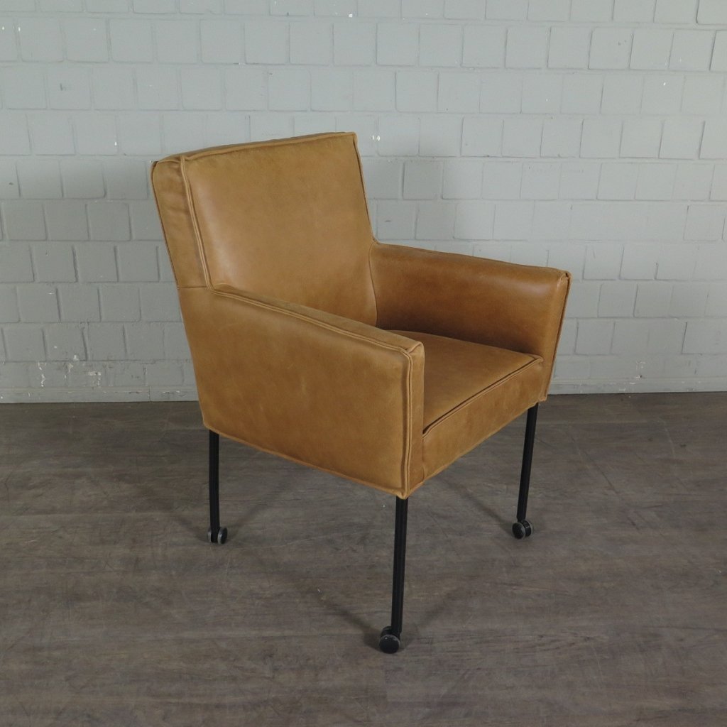 Retro Design Stuhl Esszimmerstuhl Cognac Leder