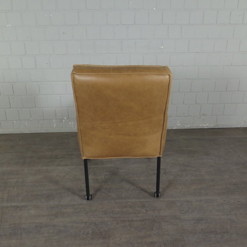 Retro Design Stuhl Esszimmerstuhl Cognac Leder
