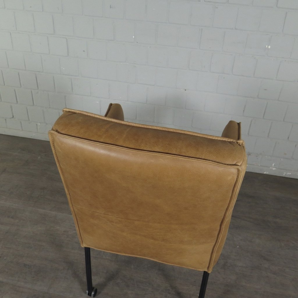 Retro Design Stuhl Esszimmerstuhl Cognac Leder