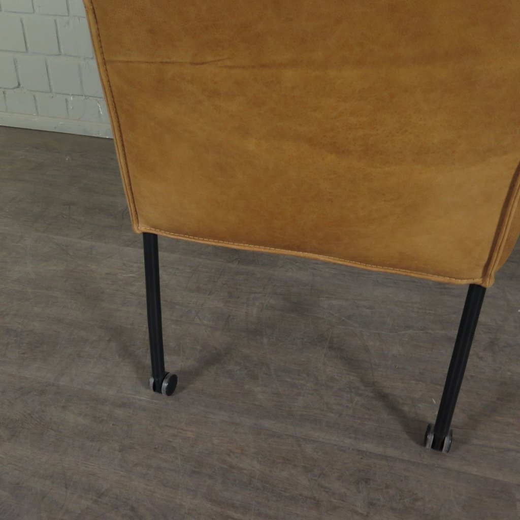 Retro Design Stuhl Esszimmerstuhl Cognac Leder