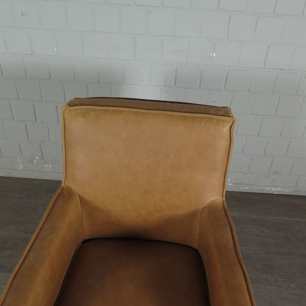 Retro Design Stuhl Esszimmerstuhl Cognac Leder