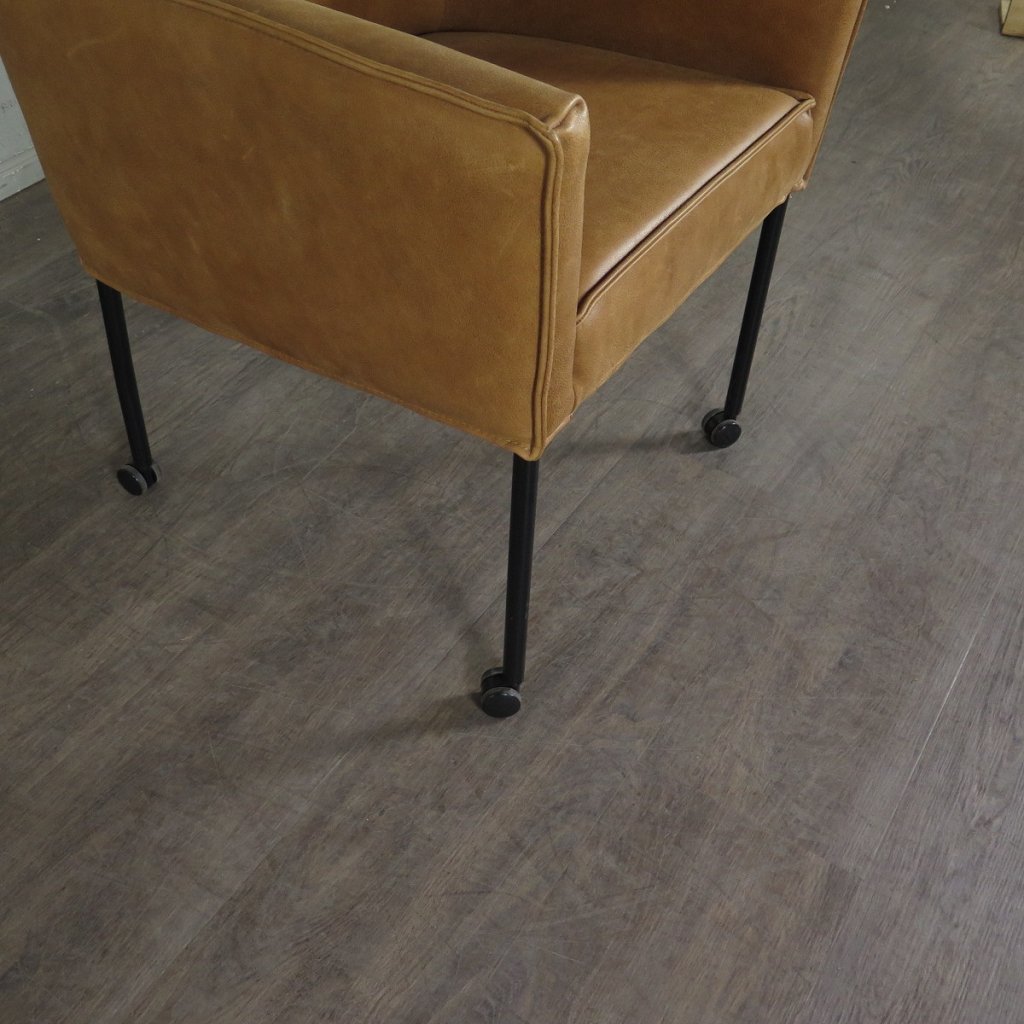 Retro Design Stuhl Esszimmerstuhl Cognac Leder