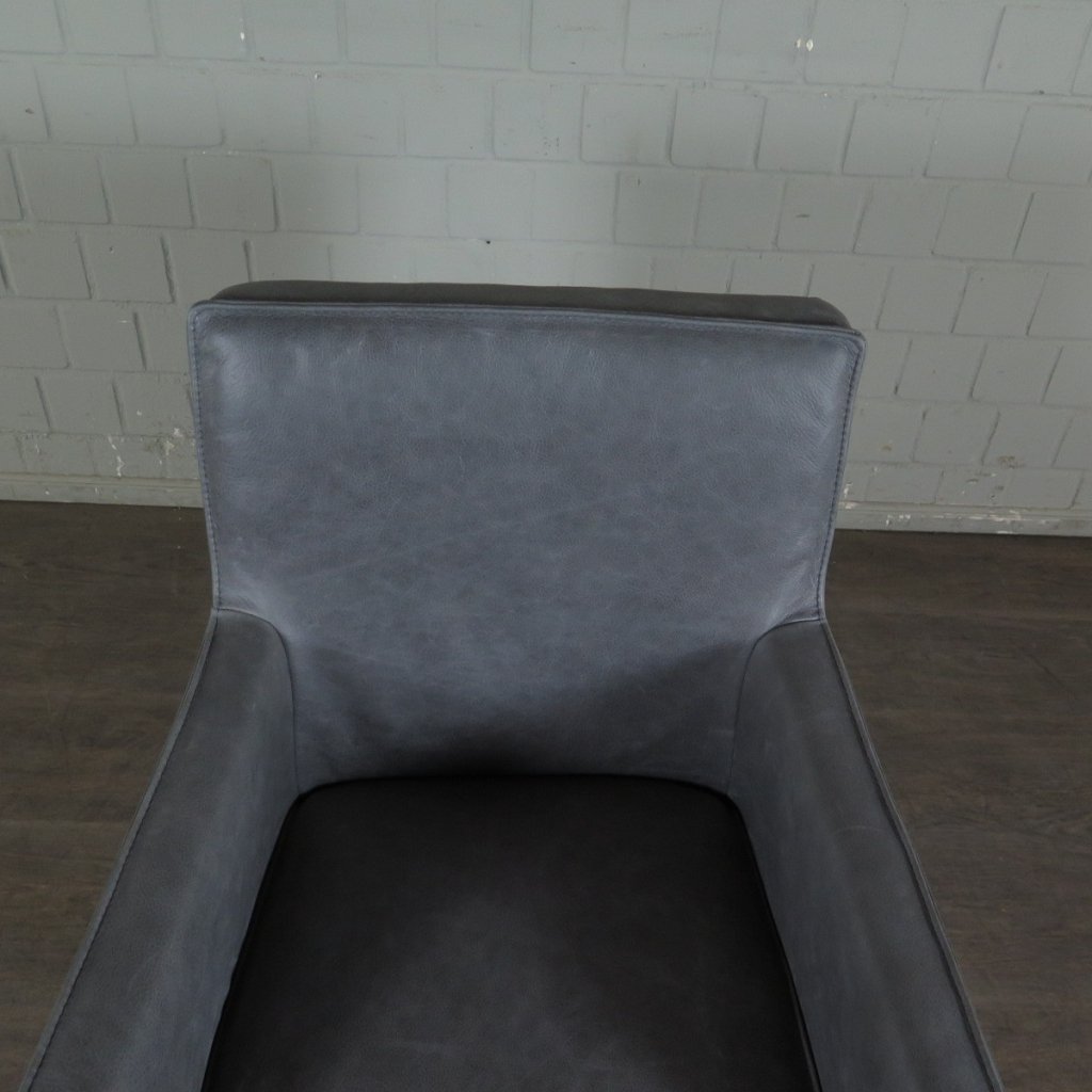 Retro Design Stuhl Esszimmerstuhl Grau Leder