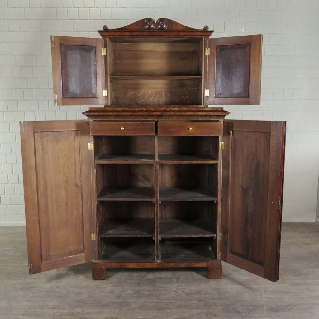 Schrank mit Aufsatz Biedermeier 1820 Mahagoni