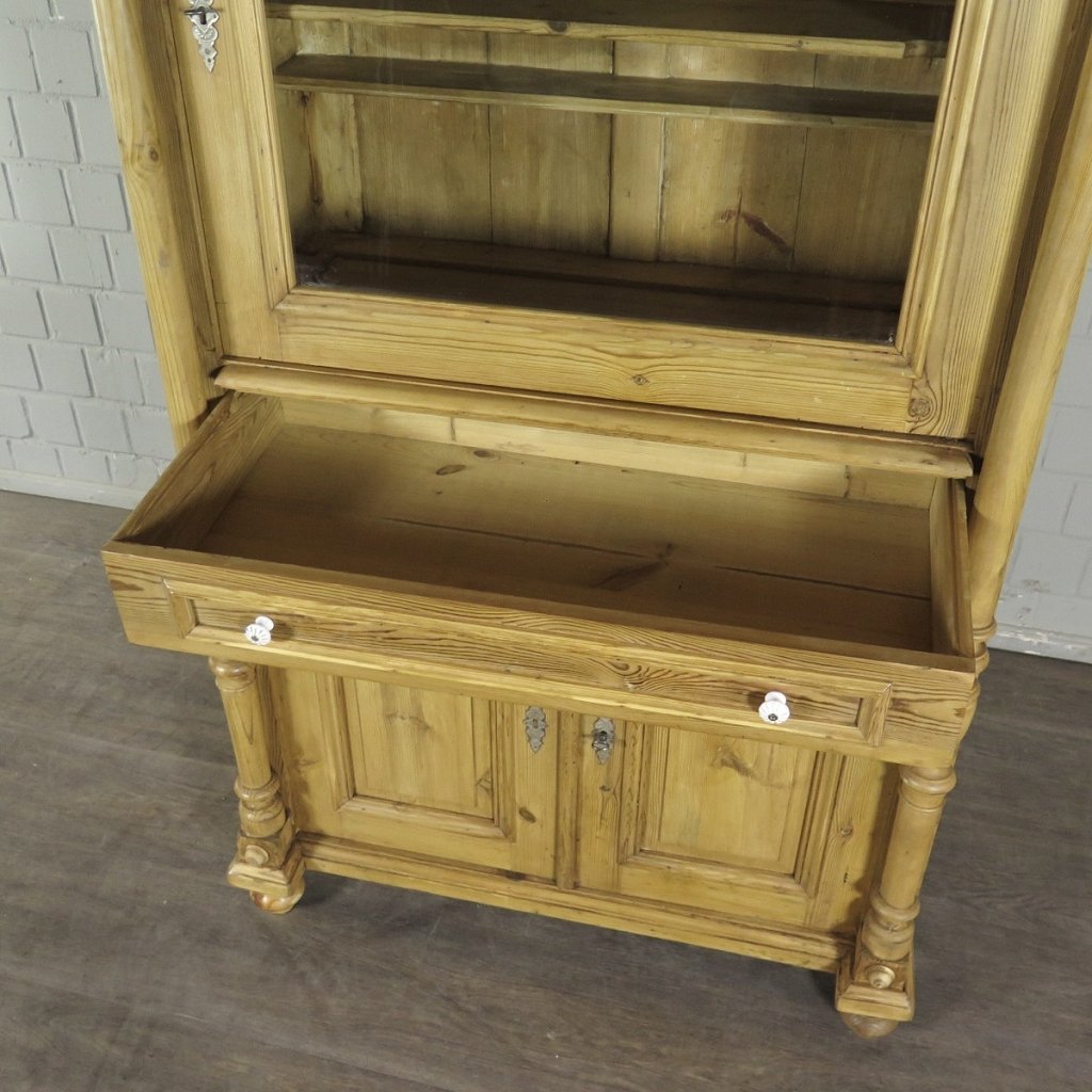 Vitrine Bücherschrank Gründerzeit 1880 Kiefer