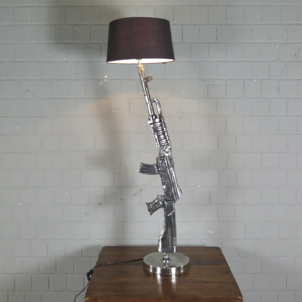 Stehlampe Tischlampe AK-47 Gewehr Lampe Chrom