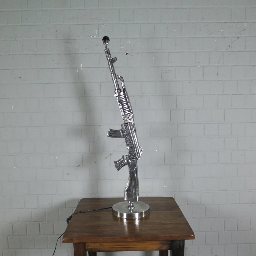 Stehlampe Tischlampe AK-47 Gewehr Lampe Chrom