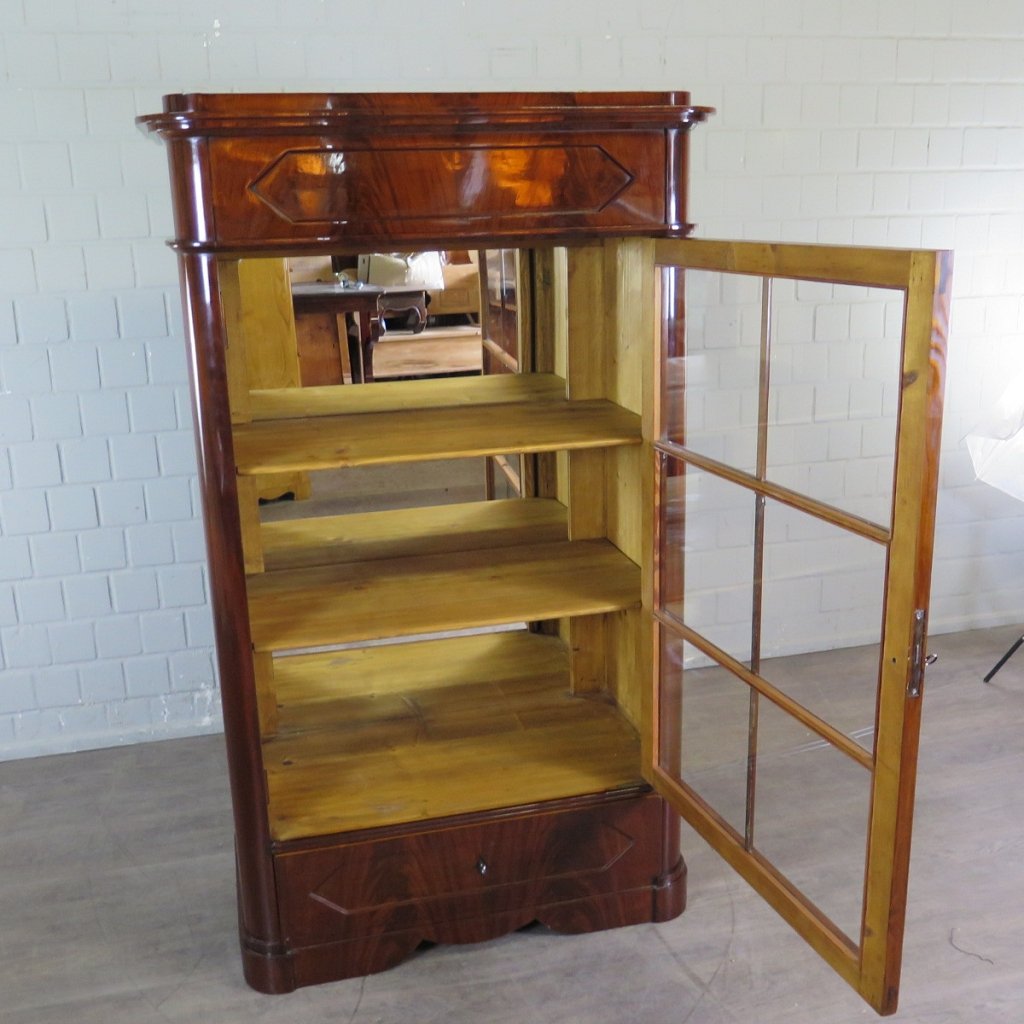 Vitrine Schaukasten Biedermeier 1840 Mahagoni