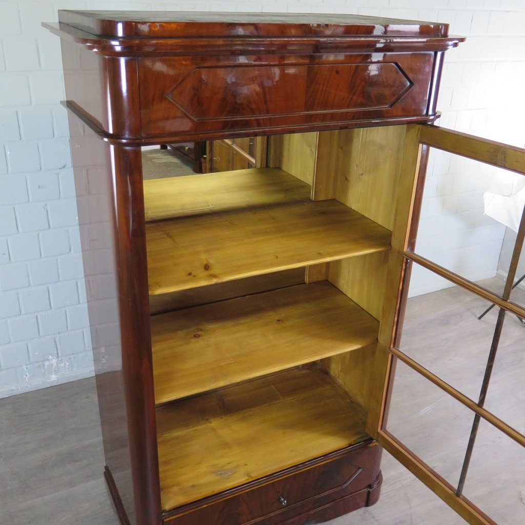 Vitrine Schaukasten Biedermeier 1840 Mahagoni