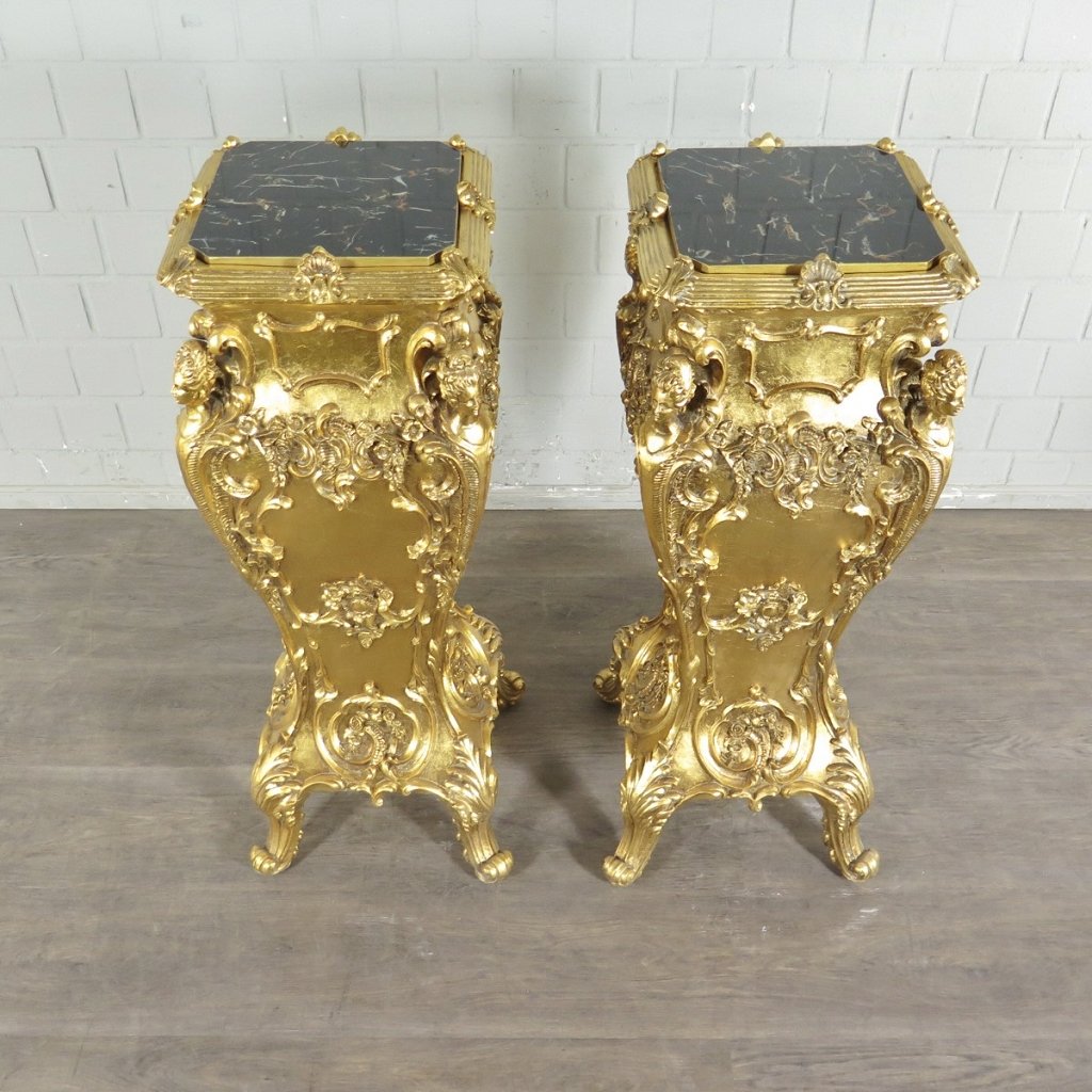 Säulen Pfeiler Marmor Schwarz-Gold 1,05 m