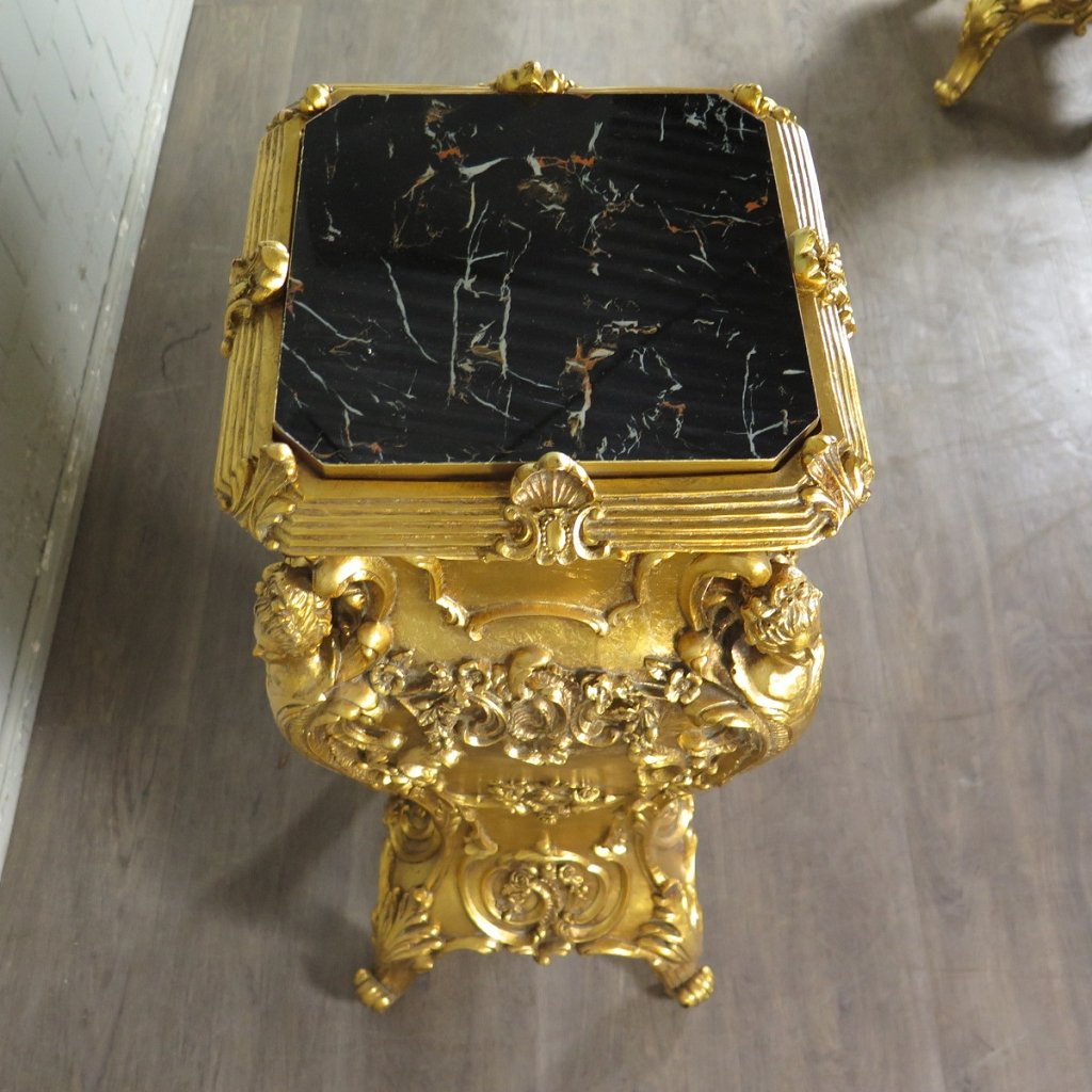 Säulen Pfeiler Marmor Schwarz-Gold 1,05 m