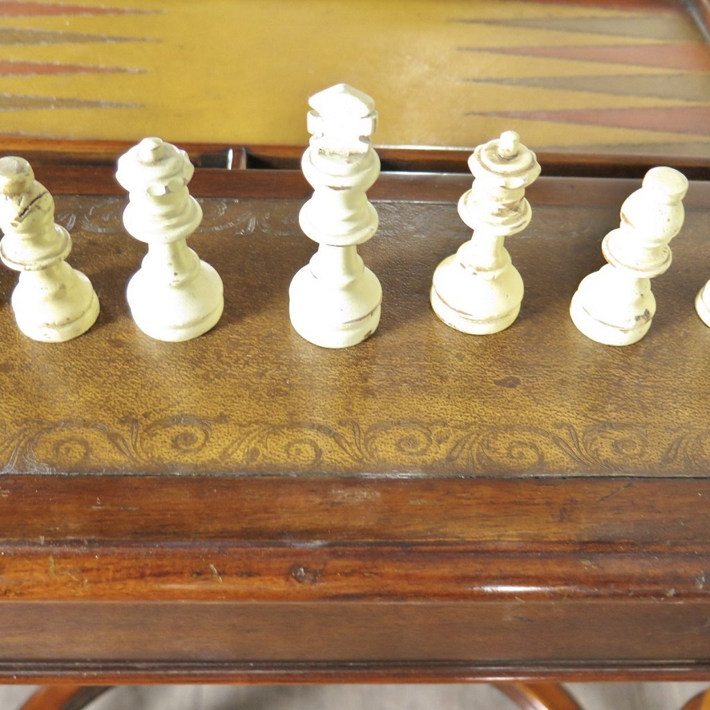 Spieltisch Schach Dame Backgammon 0,87 m Nussbaum