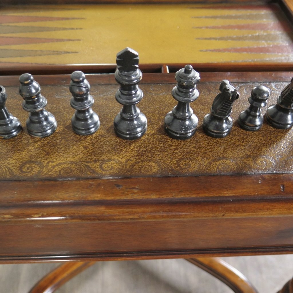 Spieltisch Schach Dame Backgammon 0,87 m Nussbaum