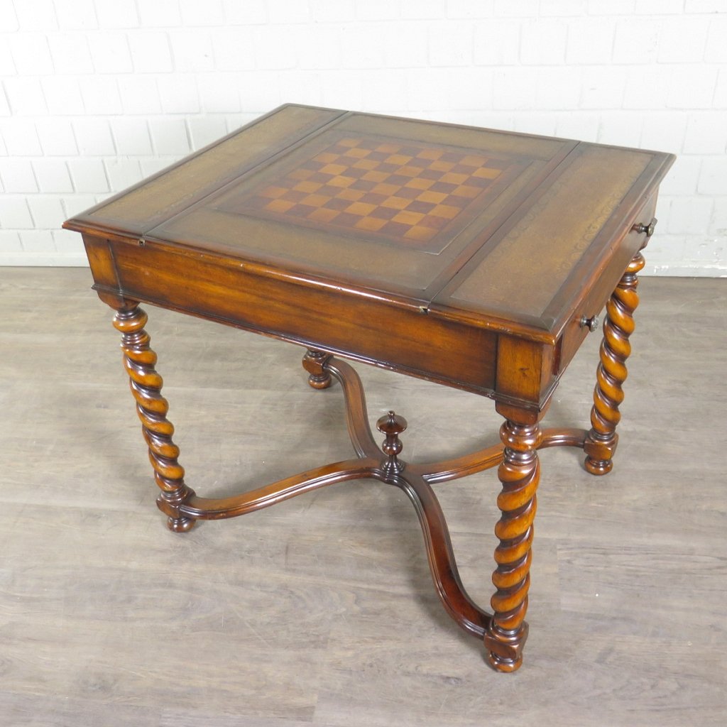 Spieltisch Schach Dame Backgammon 0,87 m Nussbaum