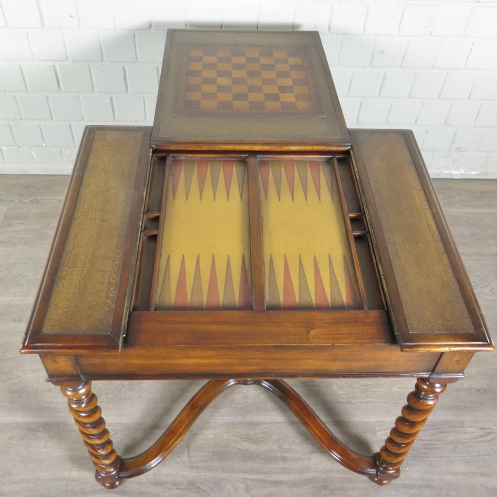 Spieltisch Schach Dame Backgammon 0,87 m Nussbaum