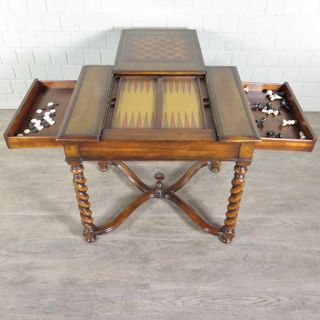 Spieltisch Schach Dame Backgammon 0,87 m Nussbaum