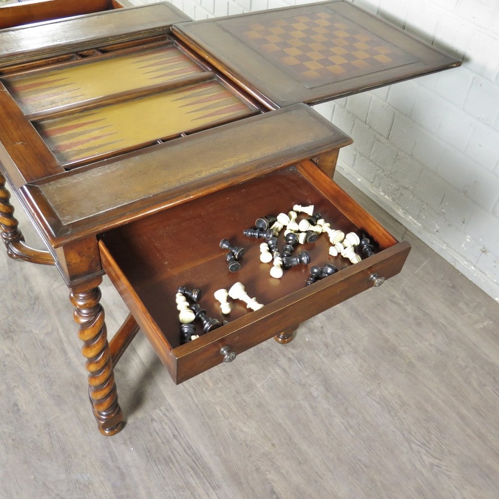 Spieltisch Schach Dame Backgammon 0,87 m Nussbaum