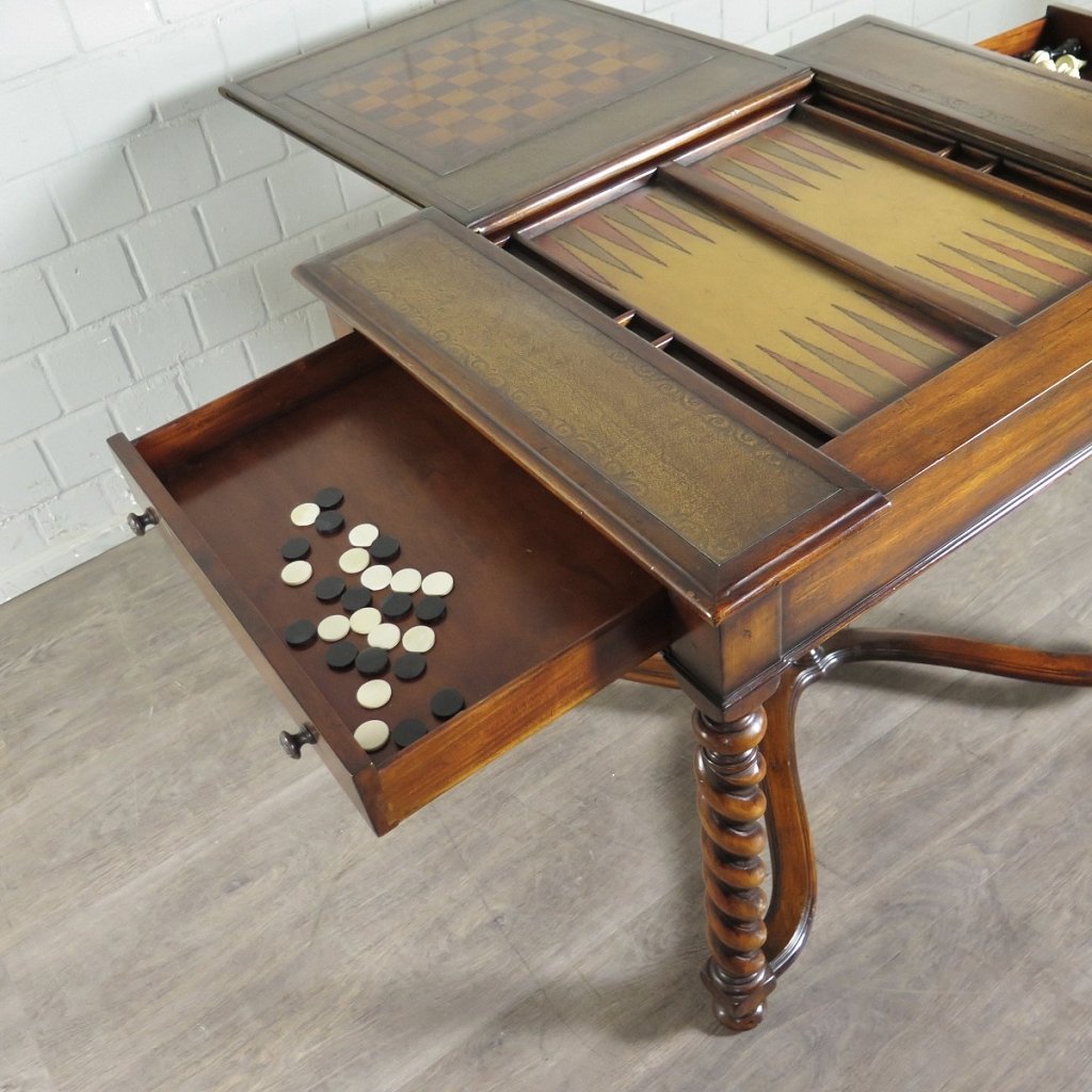 Spieltisch Schach Dame Backgammon 0,87 m Nussbaum