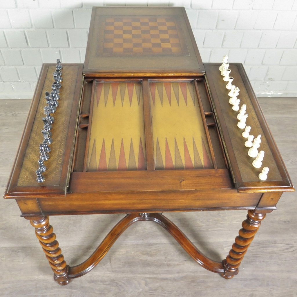 Spieltisch Schach Dame Backgammon 0,87 m Nussbaum
