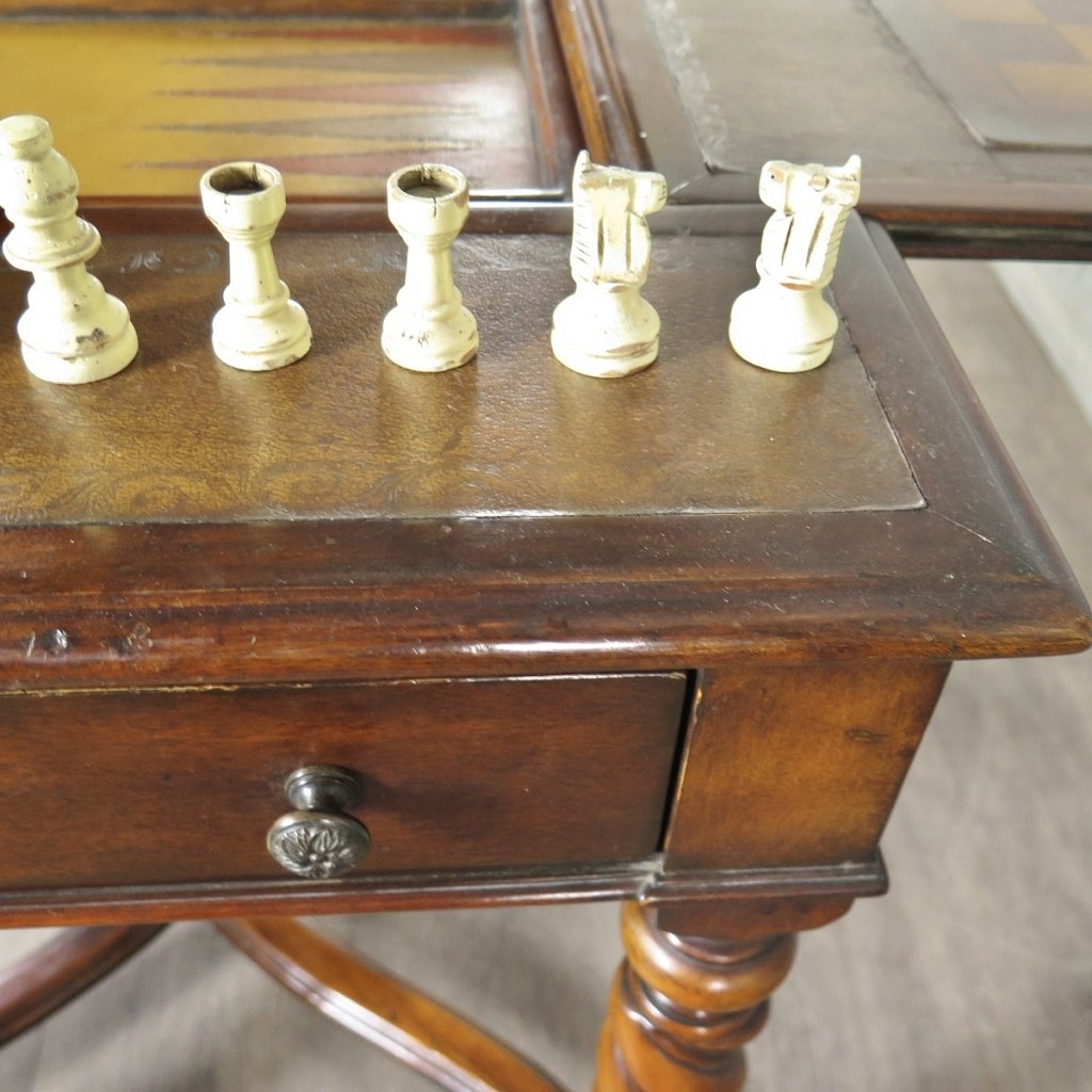 Spieltisch Schach Dame Backgammon 0,87 m Nussbaum