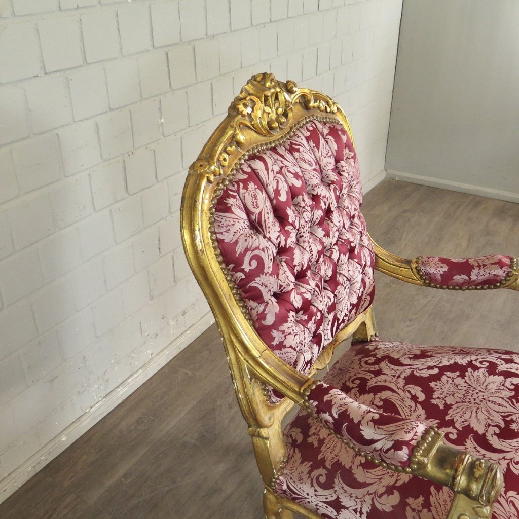 Barockstuhl Stuhl Barockstil Rot-Gold