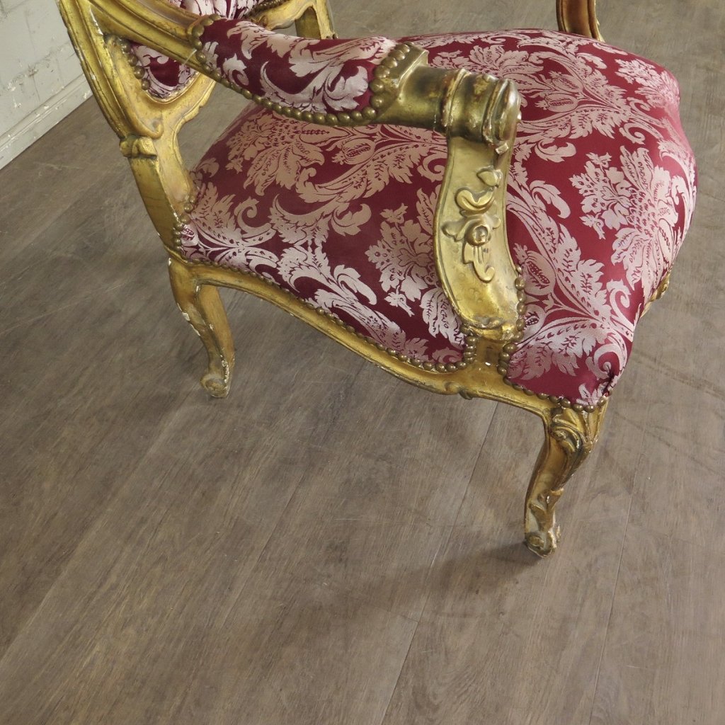 Barockstuhl Stuhl Barockstil Rot-Gold
