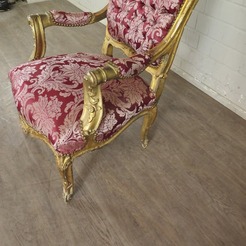 Barockstuhl Stuhl Barockstil Rot-Gold