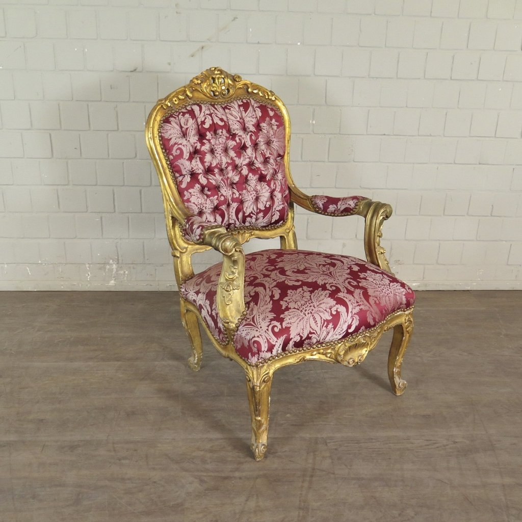 Barockstuhl Stuhl Barockstil Rot-Gold